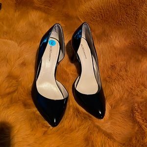 Black patent leather heels